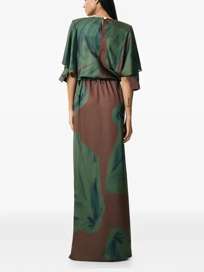 V:pm Atelier Magnolia Printed Maxi Dress In Green