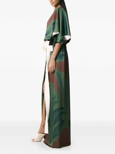V:pm Atelier Magnolia Printed Maxi Dress In Green
