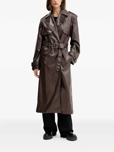 Hugo Boss Belted Trench Coat In Animal Print