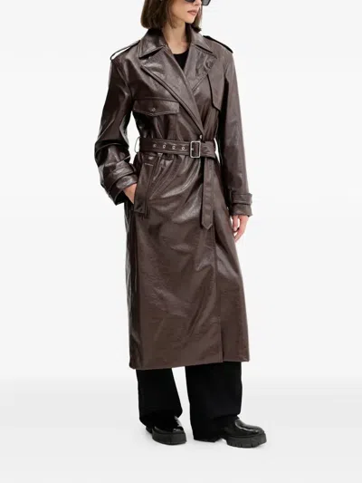 Hugo Boss Belted Trench Coat In Animal Print