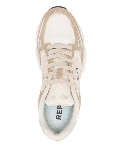Replay Lace-up Panelled Sneakers In Neutral