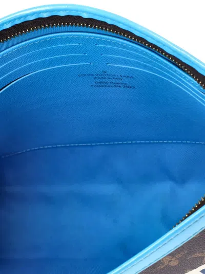 Pre-owned Louis Vuitton Pochette Voyage No.7 Trunk L'oeil Vintage Monogram Canvas Mm Clutch Bag In Blue