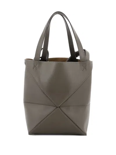 Pre-owned Loewe Puzzle Fold Leather Mini Tote Bag In Brown