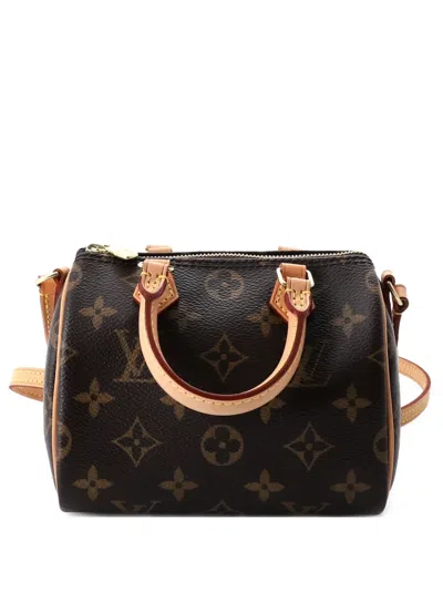 Pre-owned Louis Vuitton Speedy Bandouliere Bag Monogram Canvas Nano Crossbody Bag In Brown