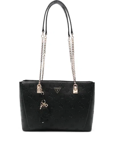Guess Usa Tisha 4g-monogram Shoulder Bag In Black