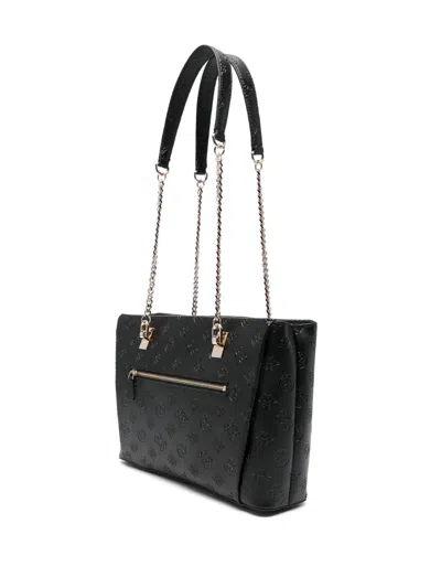 Guess Usa Tisha 4g-monogram Shoulder Bag In Black