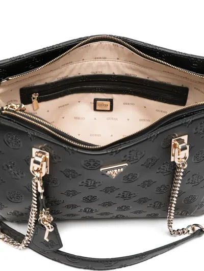Guess Usa Tisha 4g-monogram Shoulder Bag In Black