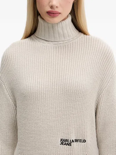 Karl Lagerfeld Jeans Turtleneck Logo Sweater In Neutral
