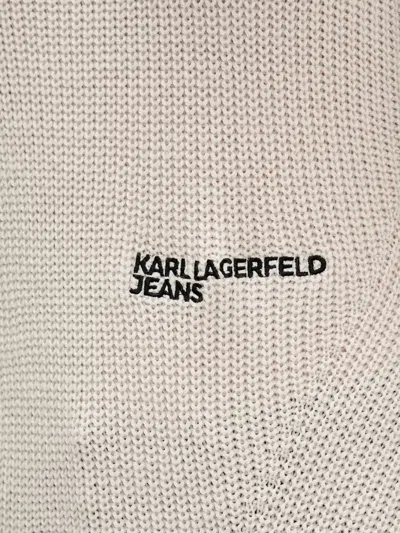Karl Lagerfeld Jeans Turtleneck Logo Sweater In Neutral