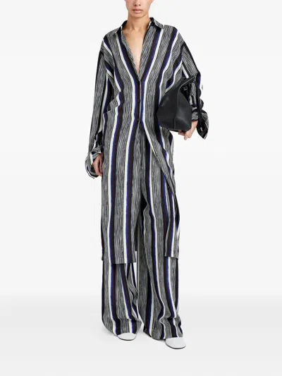 Proenza Schouler Amira Striped Midi Dress In Black