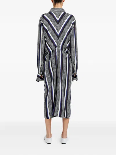 Proenza Schouler Amira Striped Midi Dress In Black