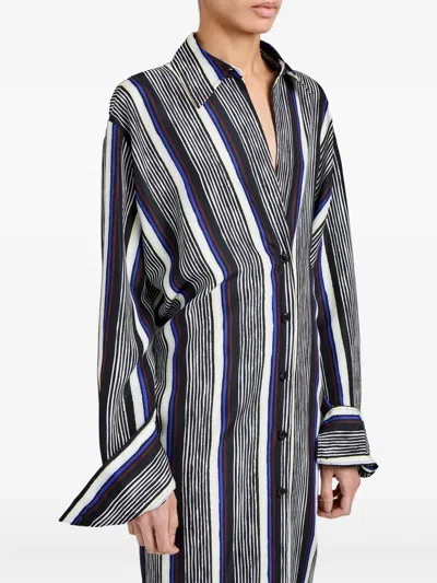 Proenza Schouler Amira Striped Midi Dress In Black