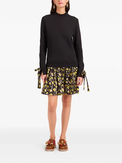 La Doublej Sporty Tie-detail Mini Dress In Black