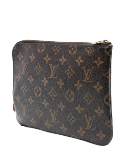 Pre-owned Louis Vuitton 2019 Monogram Etui Voyageur Pm Clutch Bag In Brown