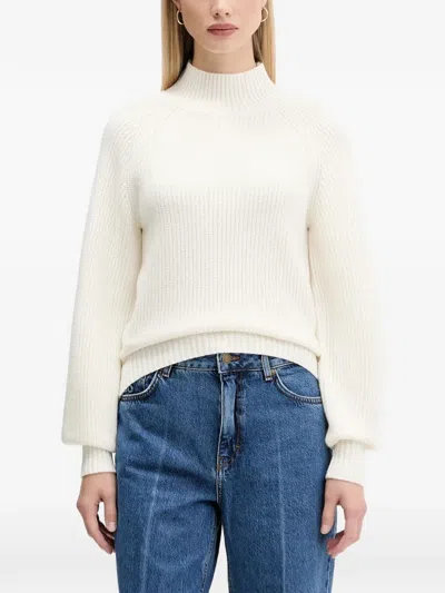 Hugo Boss Ribbed Sweater In White