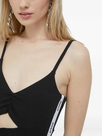 Hugo Boss Cut-out Logo-tape Mini Dress In Animal Print