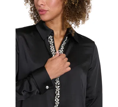 Muse Women's Long-sleeve Satin Top In Black