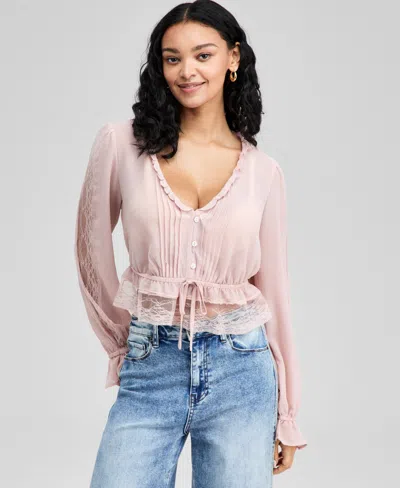And Now This Women's Textured Sheer Blouse, Macy's Exclusive In Pink