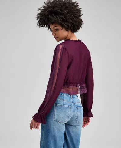 And Now This Women's Textured Sheer Blouse, Macy's Exclusive In Black