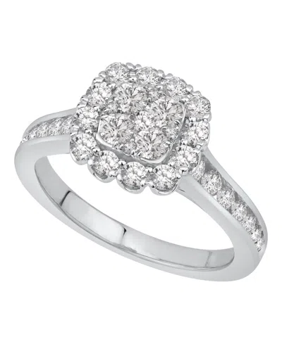 Macy's Diamond Square Cluster Ring (1-1/4 Ct. T.w.) In 14k White Gold In Metallic