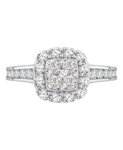 Macy's Diamond Square Cluster Ring (1-1/4 Ct. T.w.) In 14k White Gold In Metallic