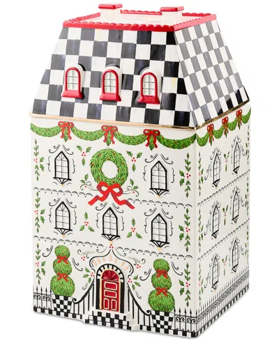 Mackenzie-childs Holly Village Ceramic Cookie Jar In Multi