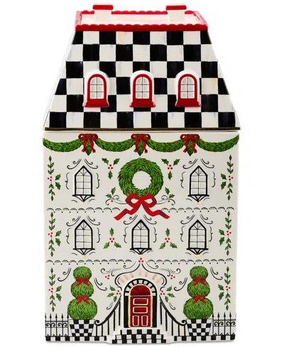 Mackenzie-childs Holly Village Ceramic Cookie Jar In Multi
