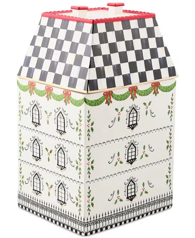 Mackenzie-childs Holly Village Ceramic Cookie Jar In Multi