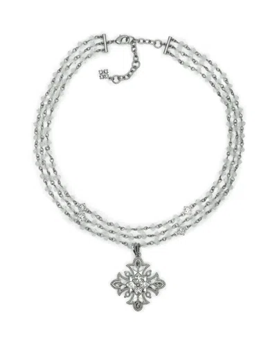 Patricia Nash Three Strand Rhodium Plated Necklace In Metallic