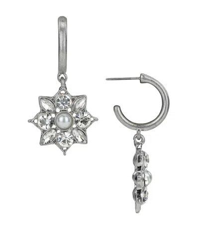 Patricia Nash Silver Plated Floral Hoop Earrings In Metallic