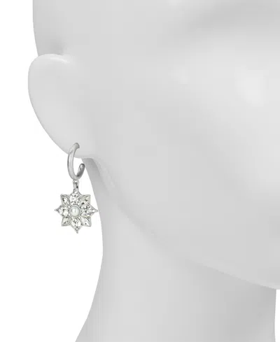 Patricia Nash Silver Plated Floral Hoop Earrings In Metallic