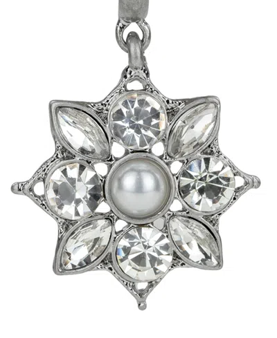 Patricia Nash Silver Plated Floral Hoop Earrings In Metallic