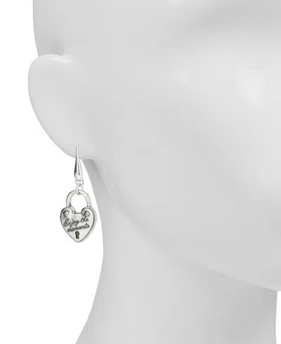 Patricia Nash Sliver Plated Heart Lock Drop Earrings In Metallic