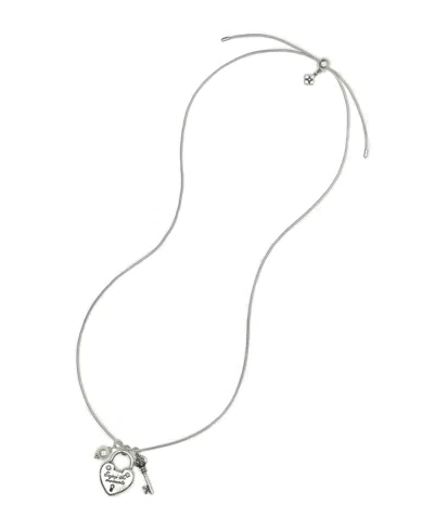Patricia Nash Adjustable Lock And Key Charm Necklace In Metallic
