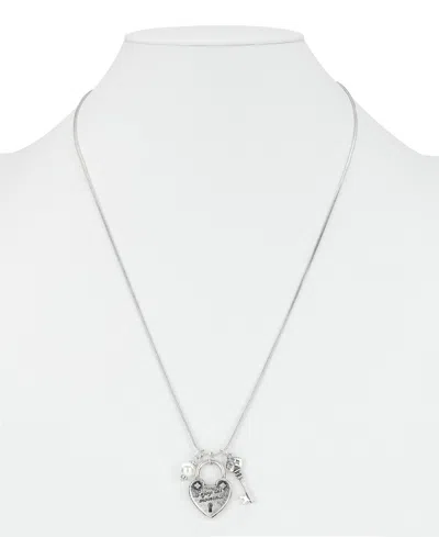 Patricia Nash Adjustable Lock And Key Charm Necklace In Metallic