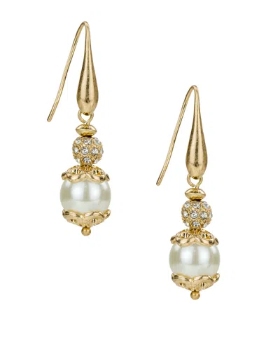 Patricia Nash Wire Drop Cultivated Pearl Earrings In Gold