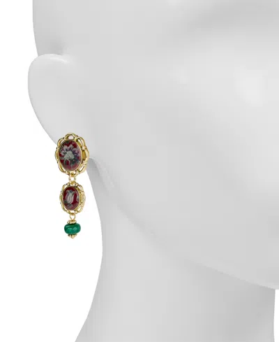 Patricia Nash Floral Tapestry Print Double Drop Earrings In Multi