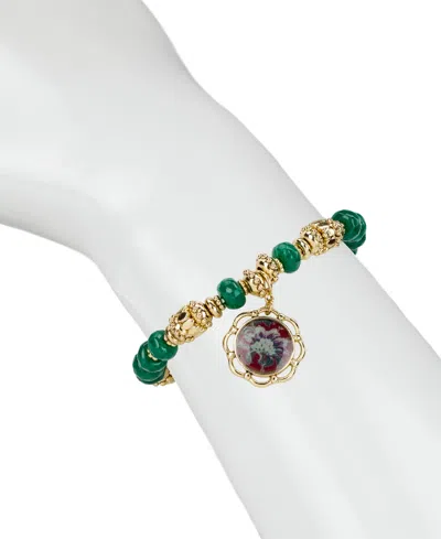 Patricia Nash European Floral Tapestry Stretch Bracelet In Gold