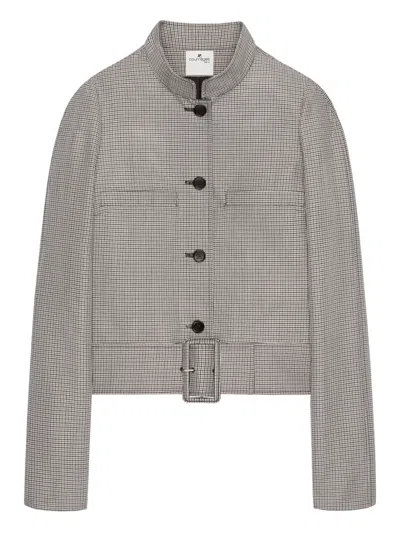 Courrèges Buckle Houndstooth-pattern Jacket In Neutral