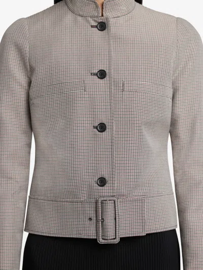 Courrèges Buckle Houndstooth-pattern Jacket In Neutral