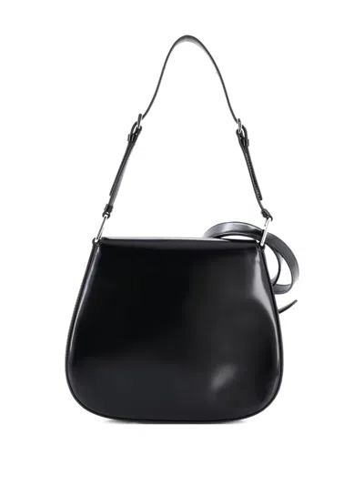 Pre-owned Prada Cleo Flap Shoulder Bag Spazzolato Leather Small Hobo Bag In Black