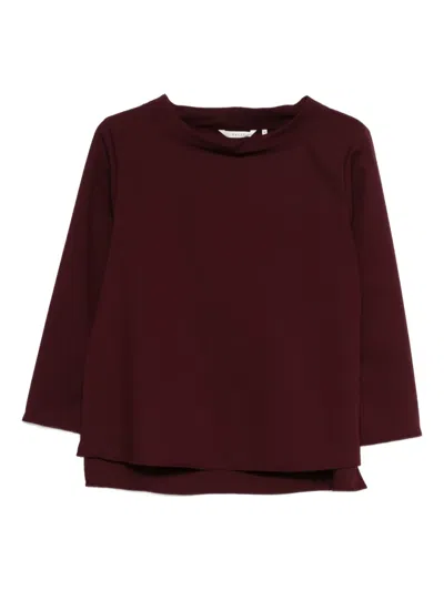 Xacus Crew-neck Blouse In Burgundy