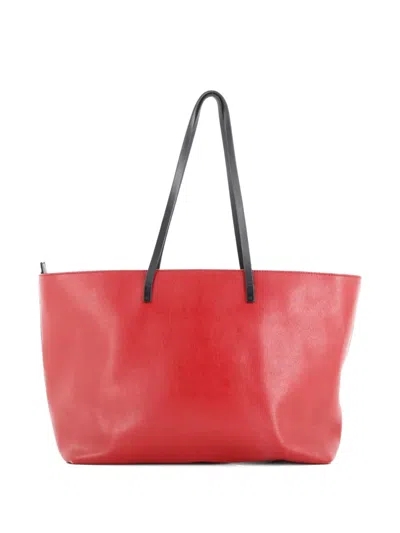 Pre-owned Fendi Monster Roll Leather Medium Tote Bag In Red