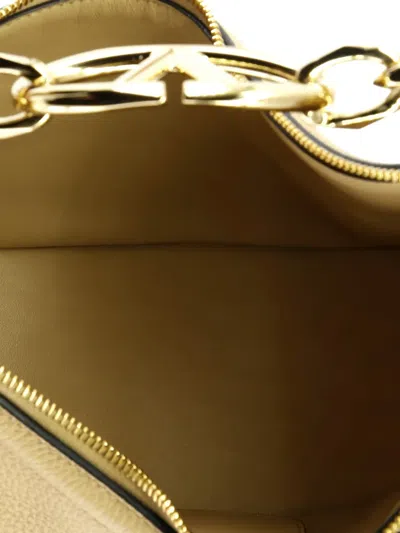 Pre-owned Valentino Garavani Vlogo Moon Leather Small Hobo Bag In Neutral