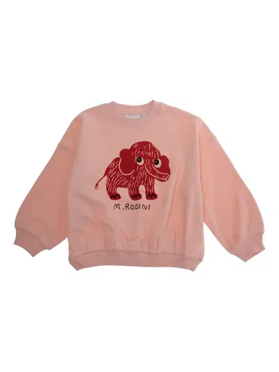 Mini Rodini Crew-neck Print Sweater In Pink