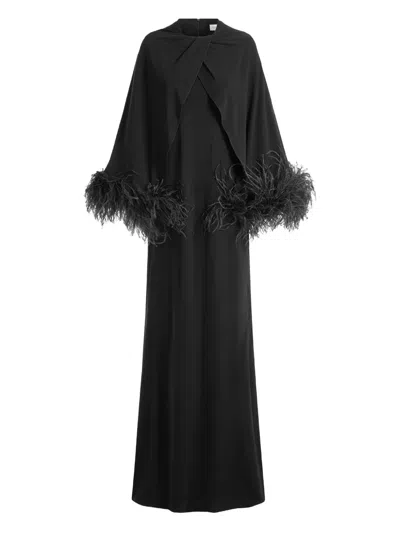 16arlington Adelar Feather-trim Gown In Black