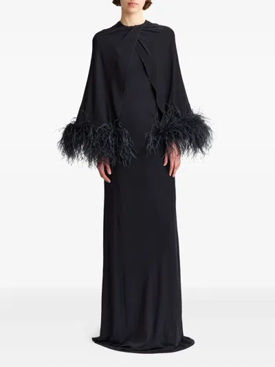 16arlington Adelar Feather-trim Gown In Black