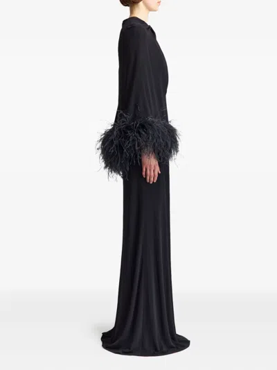 16arlington Adelar Feather-trim Gown In Black