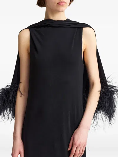 16arlington Adelar Feather-trim Gown In Black