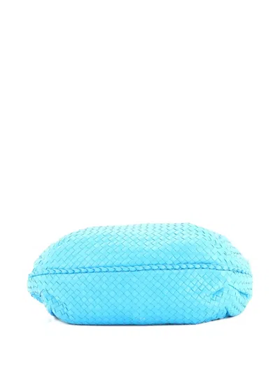 Pre-owned Bottega Veneta Belly Intrecciato Nappa Large Hobo Bag In Blue